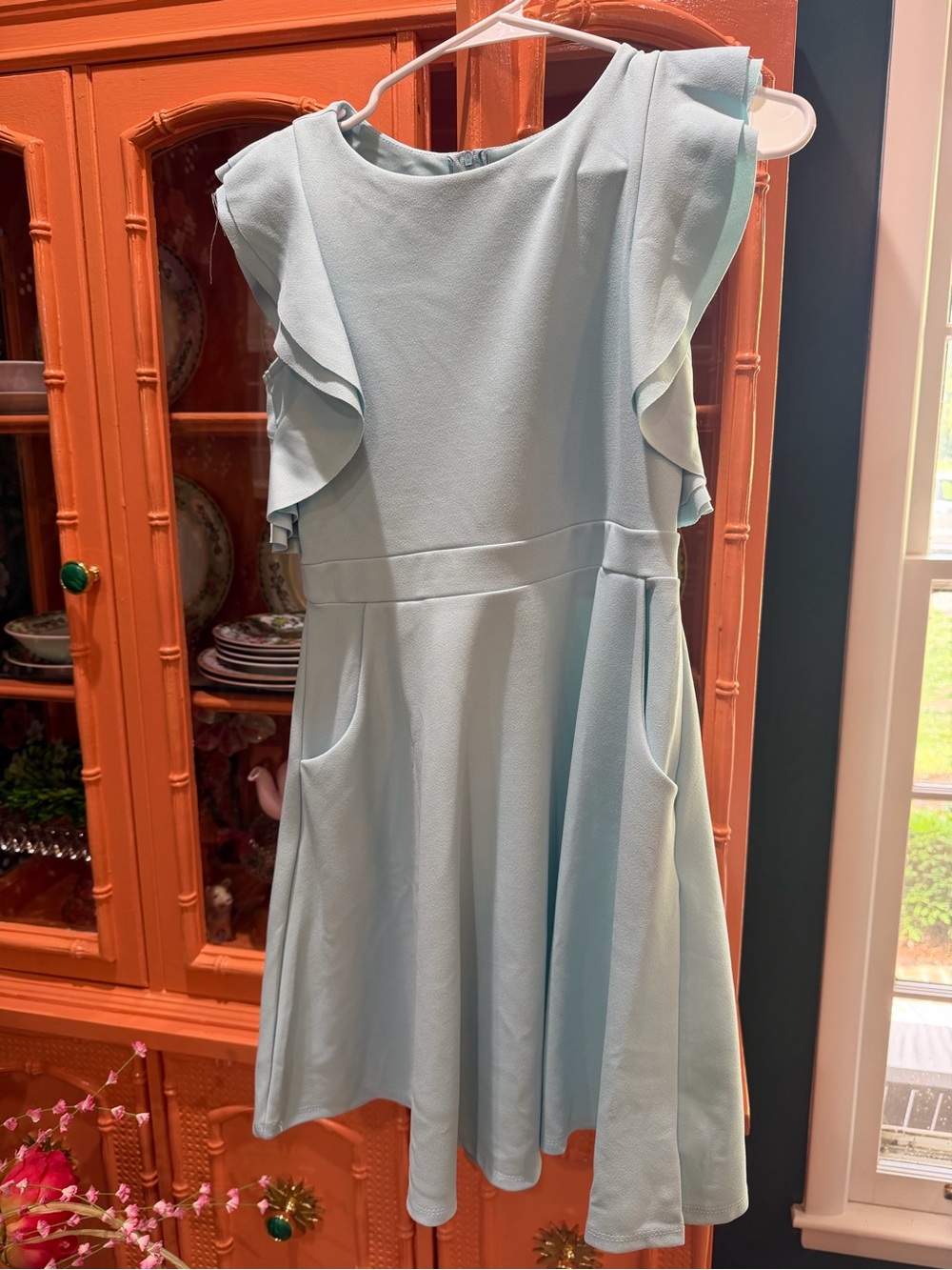 Honey and Rosie Light Blue Ruffle Sleeve Girls Dress